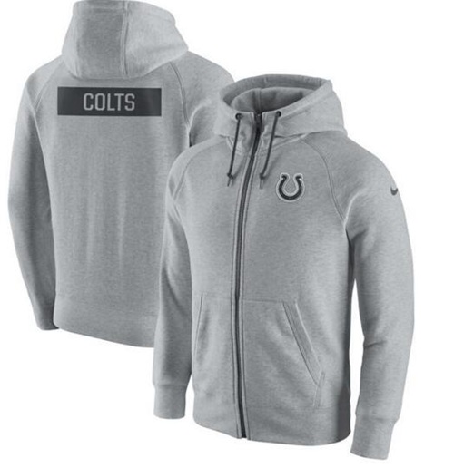 Men's Indianapolis Colts Nike Ash Gridiron Gray 2.0 Full-Zip Hoodie - Click Image to Close